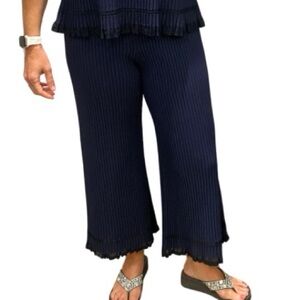 THEORY OTTOMAN RIBBED CULATTES -S midnight blue